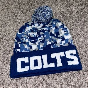 Colts Lucas Oil Beanie Hat Blue White Football
